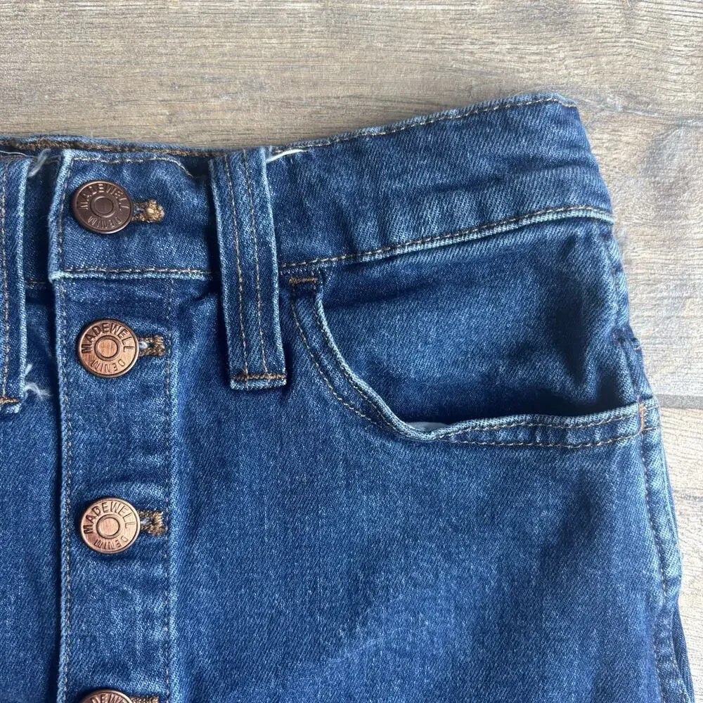 Madewell Denim Mini Skirt Womens‎ 23 Blue Button Front High Waisted A-Line
